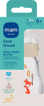 Babyflasche aus Glas Feel Good matt, creme, von Geburt an, 170 ml  mam