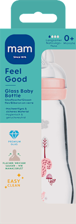 Babyflasche aus Glas Feel Good matt, rosa, von Geburt an, 260 ml  mam