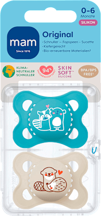 Schnuller Original Pure blau/beige 0-6 Monate mam