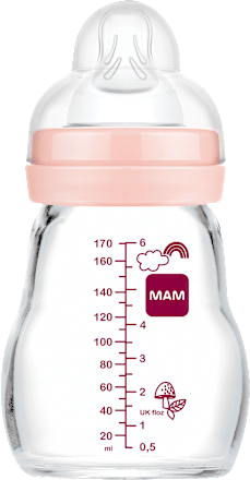 Babyflasche aus Glas Feel Good matt, rosa, von Geburt an, 170 ml  mam