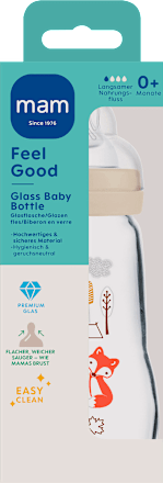 Babyflasche aus Glas Feel Good matt, creme, von Geburt an, 260 ml  mam