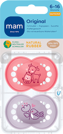 Schnuller Original Kautschuk, rosa/flieder, 6-16 Monate mam