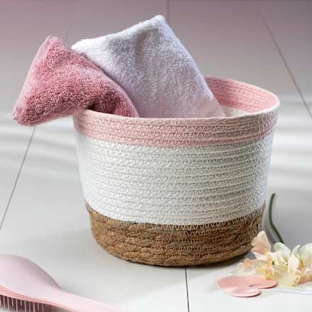 Korb, natur-weiß-rosa Dekorieren & Einrichten