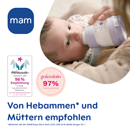 Babyflasche Easy Start Anti-Kolik blau 0+ Monate 260 ml mam