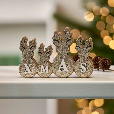 Holzaufsteller Elchreihe "XMAS" Dekorieren & Einrichten