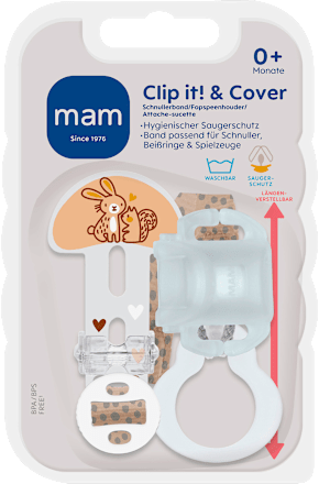 Schnullerband Clip it! & Cover, beige mam