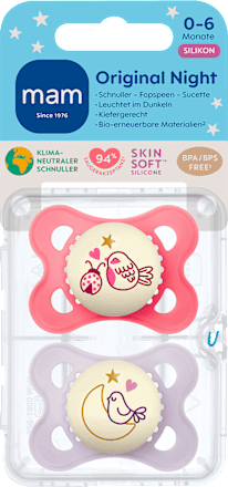 Schnuller Original Night rosa/violett 0-6 Monate mam