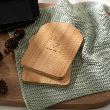 Raclette-Brett-Set mit Spruch "Guten Appetit", natur Dekorieren & Einrichten