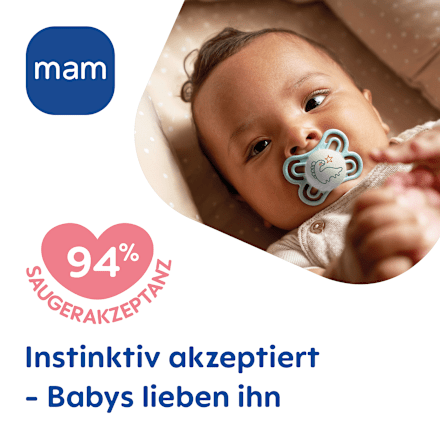 Schnuller Perfect Night Silikon, blau/mint, 0-6 Monate mam