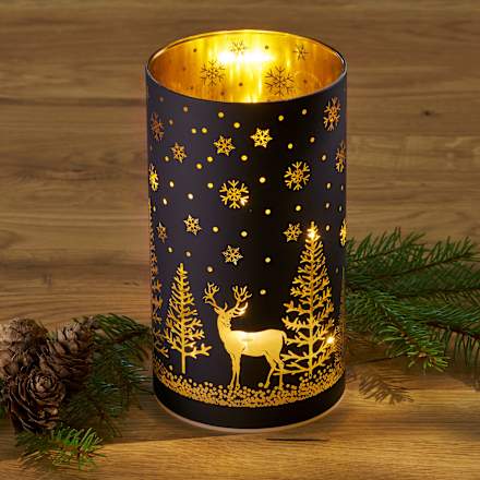 LED-Windlicht (16,5 cm), schwarz-gold Dekorieren & Einrichten