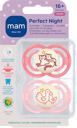 Schnuller Perfect Night Silikon, pink/rosa, ab 16 Monaten mam