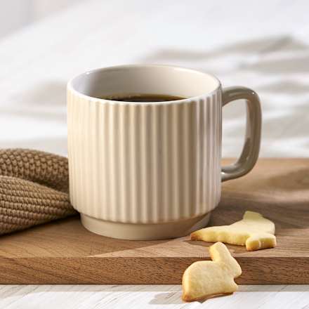 Kaffeebecher, geriffelt, beige Dekorieren & Einrichten