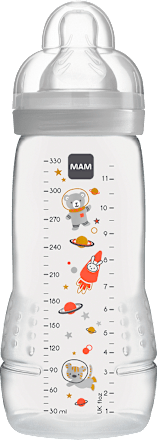 Babyflasche Easy Active, grau, ab 4 Monaten, 330 ml  mam