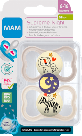 Supreme Night Schnuller 6-16 Monate cremeweiß/grau mam