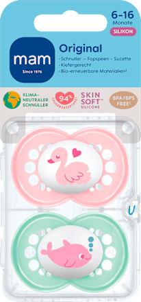 Schnuller Original Silikon, rosa/mint, 6-16 Monate mam