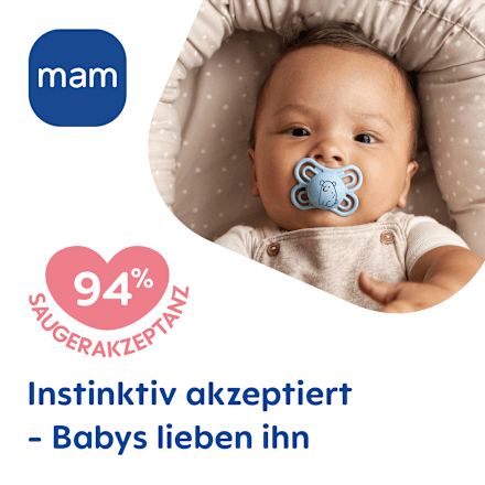 Schnuller Perfect Silikon, rosa/gelb, 0-6 Monate mam