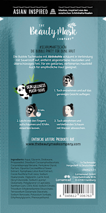 Oxygen Bubble Mask Tuchmaske Tiefenreinigung mit Aktivkohle THE Beauty Mask COMPANY