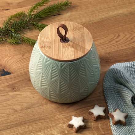Keramikdose mit Bambusdeckel grün Dekorieren & Einrichten