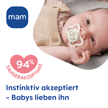 Schnuller Supreme Night Silikon, blau/creme, 0-6 Monate mam