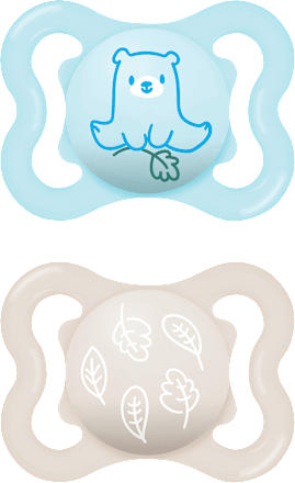 Schnuller Supreme Silikon, blau/creme, 0-6 Monate mam