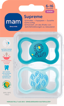 Schnuller Supreme blau 6-16 Monate mam