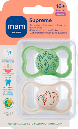 Schnuller Supreme grün/grau 16+ Monate mam