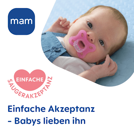 Schnuller Comfort Silikon, pink/lila, 0-3 Monate mam