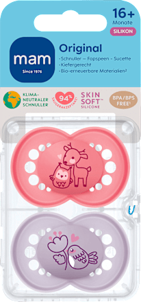 Schnuller Original Silikon, rosa/flieder, 16+ Monate mam