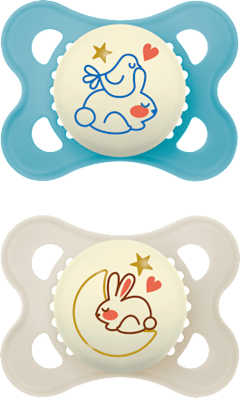 Schnuller Original Night Silikon blau/creme, 0-6 Monate mam