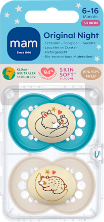 Schnuller Original Night Silikon blau/creme, 6-16 Monate mam