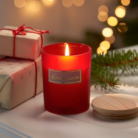 Duftkerze im Glas mit Holzdeckel, rot Dekorieren & Einrichten