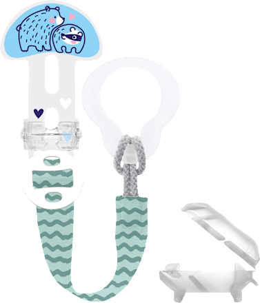 Schnullerband Clip it! & Cover blau/grün mam