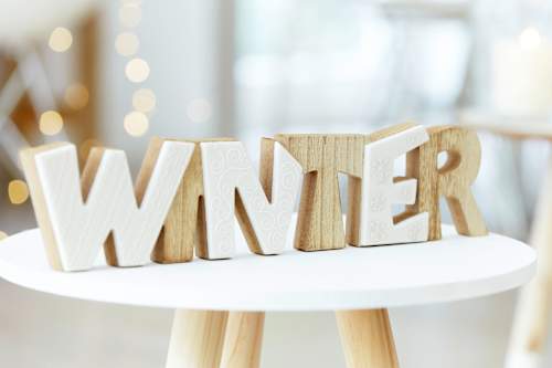 Holzschriftzug Winter mit Keramik keine Marke