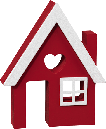 Holzhaus mit Herzfenster rot-weiß klein Dekorieren & Einrichten