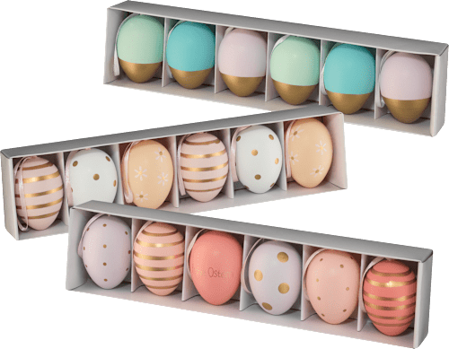 Kunststoffeier zum Aufhängen, gold-pastell (60 mm)  Dekorieren & Einrichten