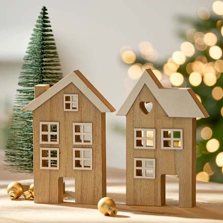 Holzaufsteller, Haus, natur-weiß Dekorieren & Einrichten