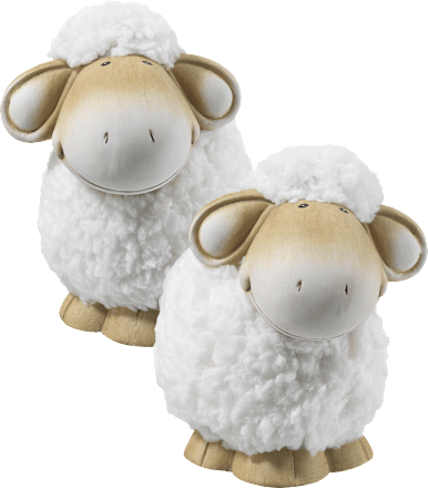 Keramikschaf mit Wolle weiß-natur Dekorieren & Einrichten