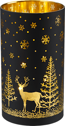 LED-Windlicht (16,5 cm), schwarz-gold Dekorieren & Einrichten