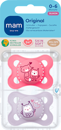 Schnuller Original Silikon, rosa/flieder, 0-6 Monate mam