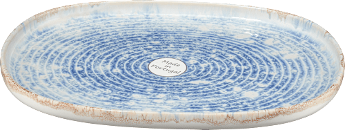 Servierplatte aus Keramik, blau/weiß (33x24cm) keine Marke