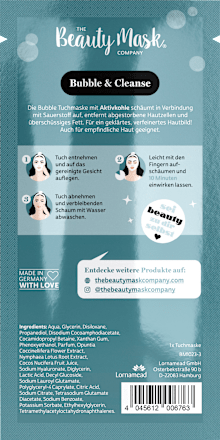 Oxygen Bubble Mask Tuchmaske Tiefenreinigung mit Aktivkohle THE Beauty Mask COMPANY