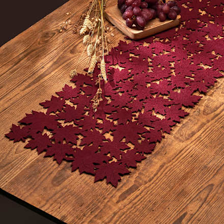 Tischläufer aus Filz, Blätter bordeaux Dekorieren & Einrichten