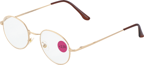 Okuliare na čítanie, dioptria +2,50 - okrúhle zlaté Visiomax