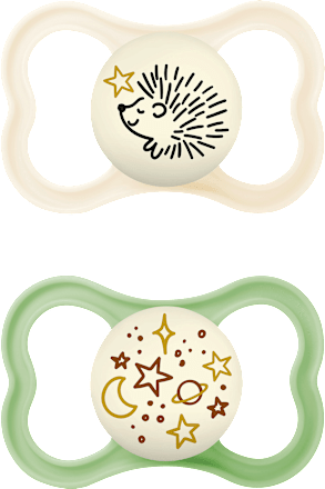 Schnuller Supreme Night Silikon creme/grün, ab 16 Monate mam
