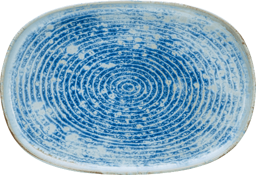 Servierplatte aus Keramik, blau/weiß (33x24cm) keine Marke