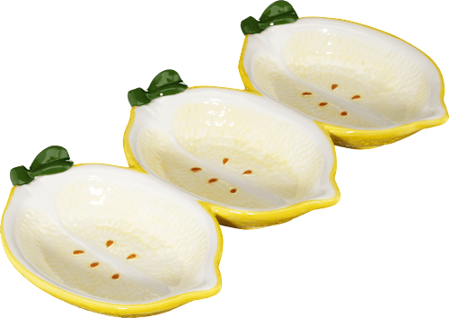 Schälchen mit drei Ablagen aus Keramik "Zitrone", gelb/weiß/grün (15,5x30x,3,5 cm) keine Marke