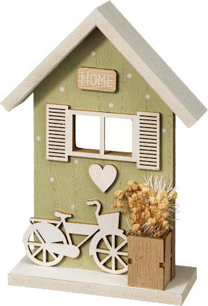 Holzaufsteller, Haus, weiß-grün Dekorieren & Einrichten