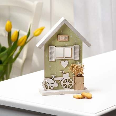 Holzaufsteller, Haus, weiß-grün Dekorieren & Einrichten