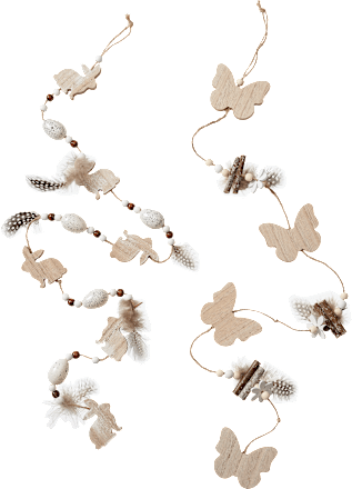 Holzgirlande, Hasen & Schmetterlinge, natur-braun Dekorieren & Einrichten