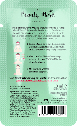 Bubble Creme Maske Weiße Tonerde & Apfel THE Beauty Mask COMPANY